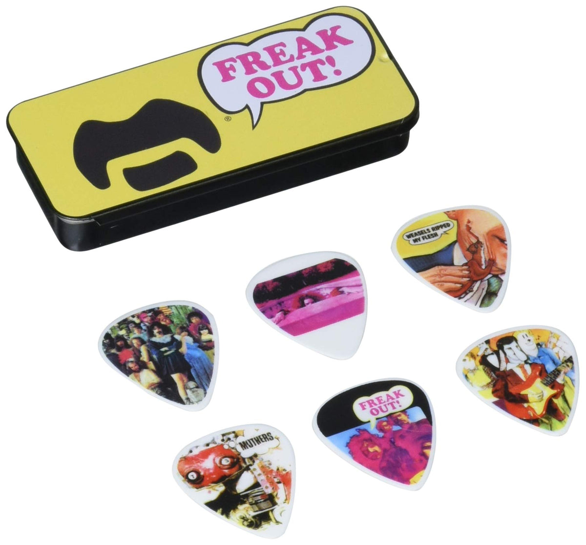 Dunlop ZAPPT01M Frank Zappa Pick Tin, Yellow, Medium, 6 Picks/Tin