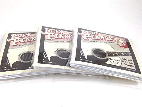 John Pearse Guitar Strings 3 Pack Acoustic 80/20 Bronze Wound Extra Light #100XL