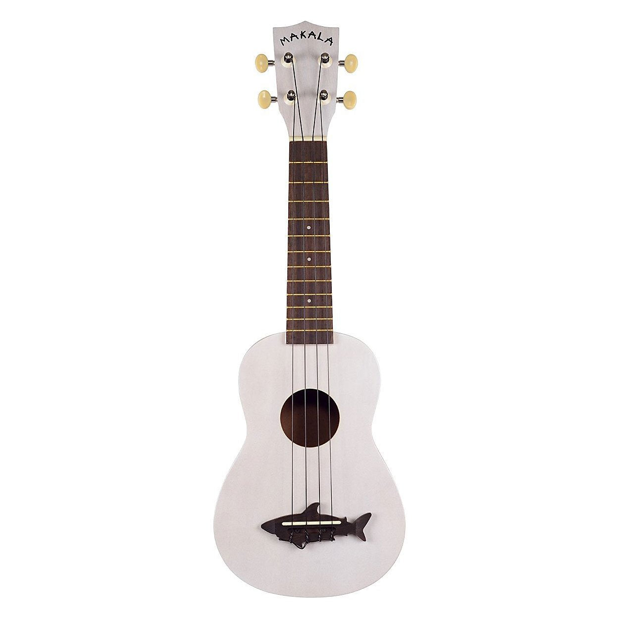 Makala MK-SS-WHT Shark Bridge Soprano Ukulele with Vintage Satin Finish - Great White