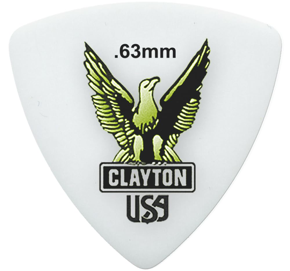 CLAYTON Acetal Rounded-Triangle Shape 0.63mm – RT63 (72 Picks Per Pack) Guitar Picks – Ultra Durable Anti-Slip Guitar Pick for Electric, Acoustic, & Bass – Warm and Clear Tones