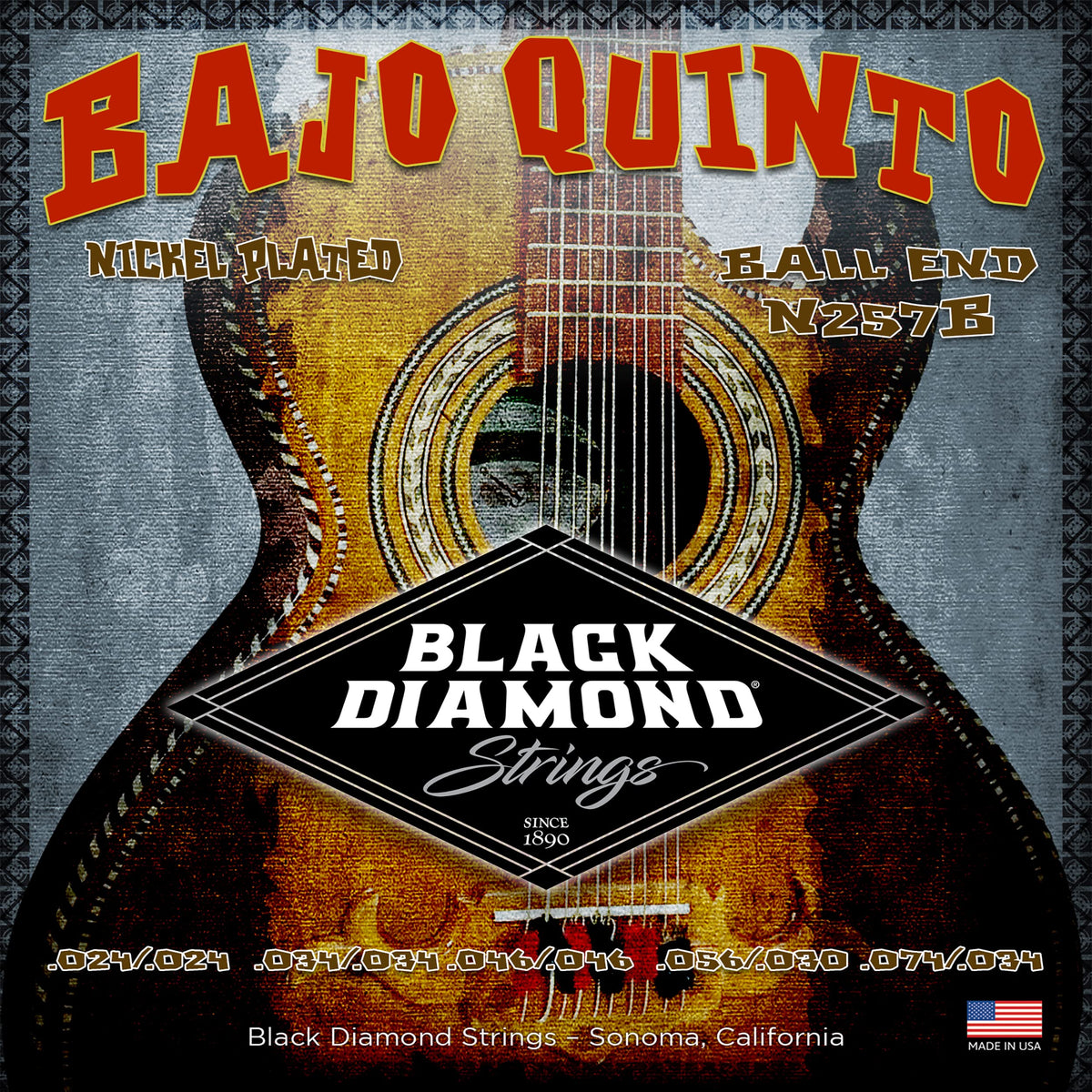 Black Diamond Strings® N257B Bajo Quinto Nickel (Ball) .024| .034| .046| .056 030 | .074 .034