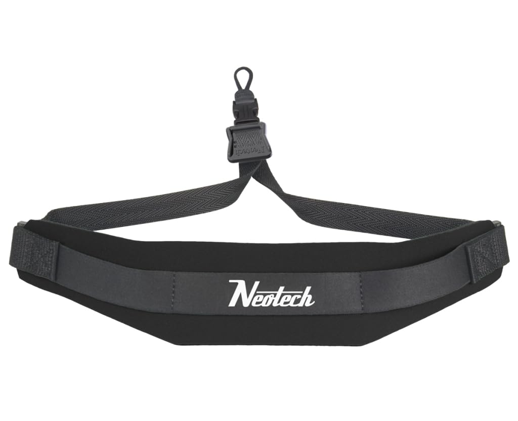 Neotech Soft Sax Strap with Loop – Cushioned Neck Support for Alto, Tenor, and Baritone Saxophones, Black, XL