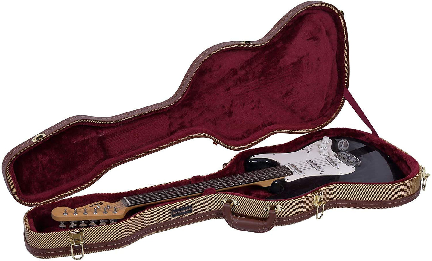 Crossrock Electric Guitar Case fits Telecaster and Stratocaster Style Guitars-Vinyl Tweed(CRW620STTW)