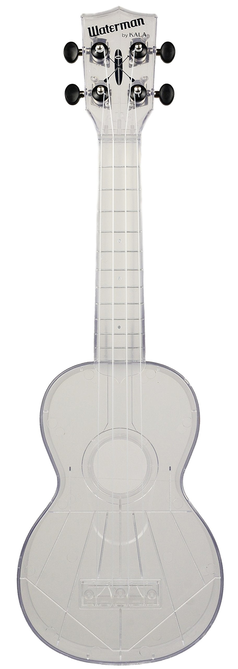 Kala Waterman Transparent Ice Gloss Soprano Ukulele with Custom Ukulele Tote Bag and Quick Start Guide (KA-SWT)