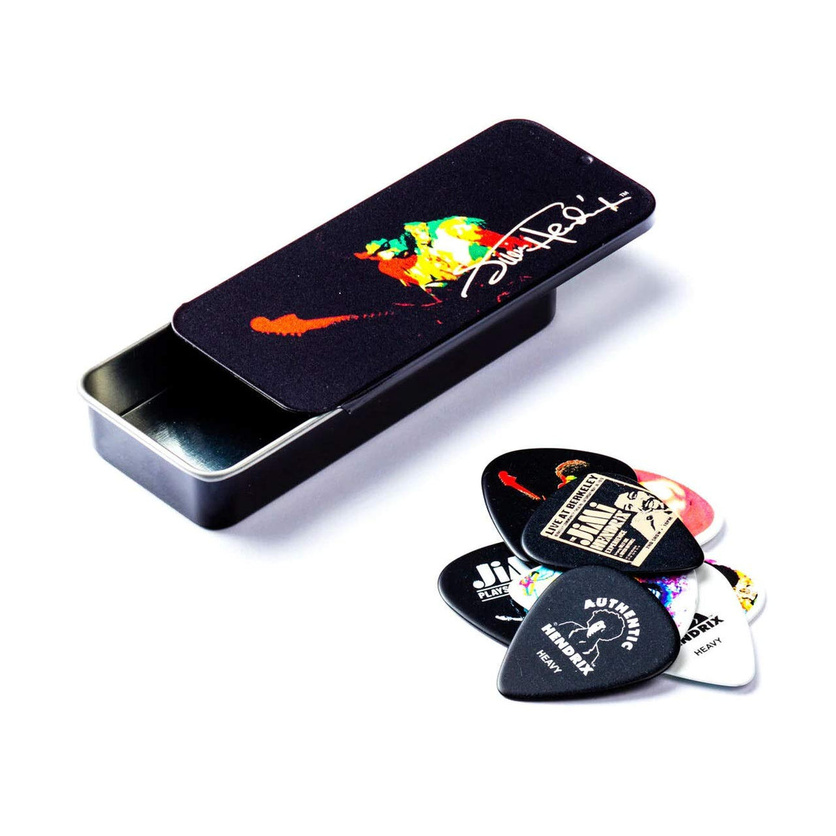 Jim Dunlop Jimi Hendrix Band of Gypsys Pick Tin, Assorted, Heavy - 12 Picks/Tin