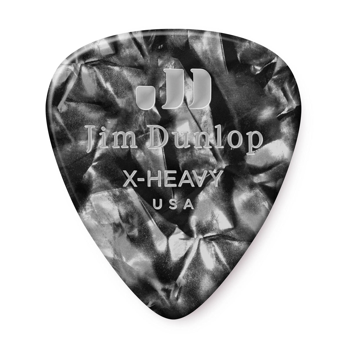 Jim Dunlop Celluloid Black Pearloid Pick Extra Heavy - 12 Pack