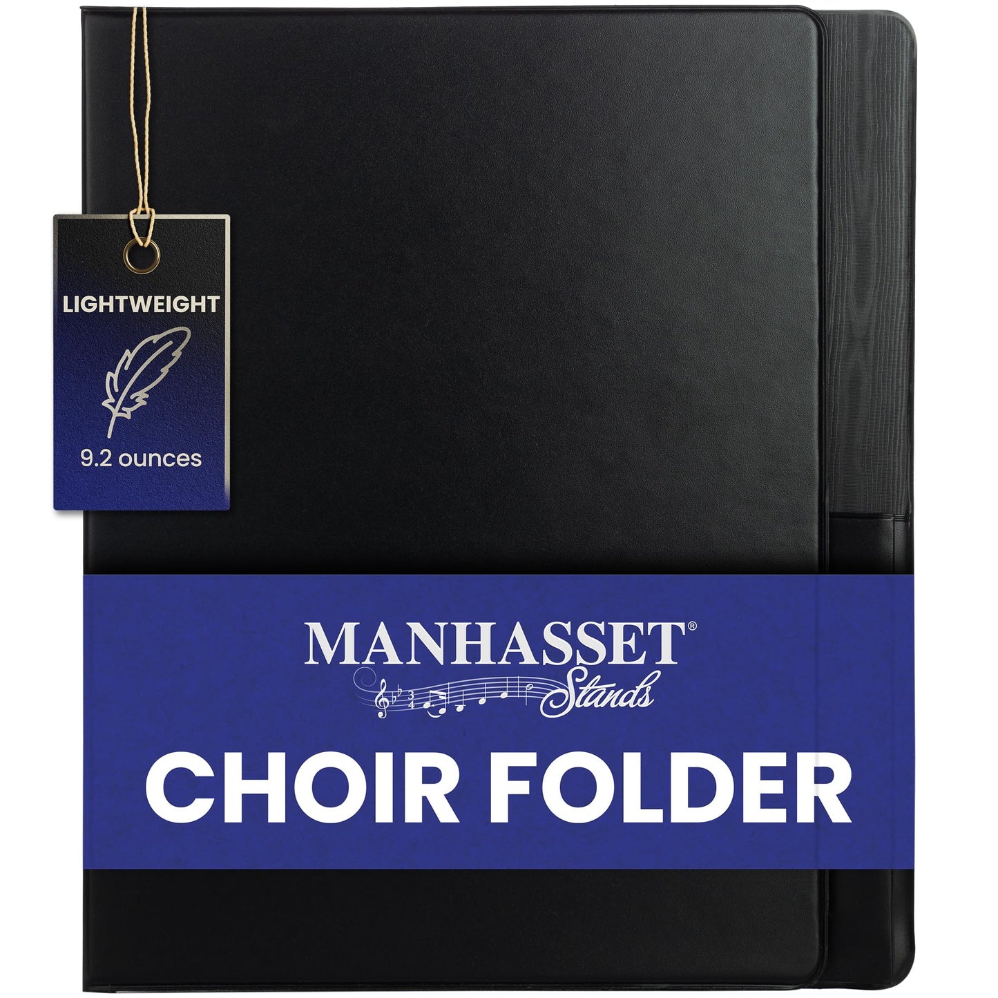 Manhasset Model 1600 Choral Sheet Music Folder, Black, Elastic Hand Strap & 7 Elastic Stays, Holds 8½? × 11? Sheet Music, Professional USA-Made Choir Folder Folio Binder