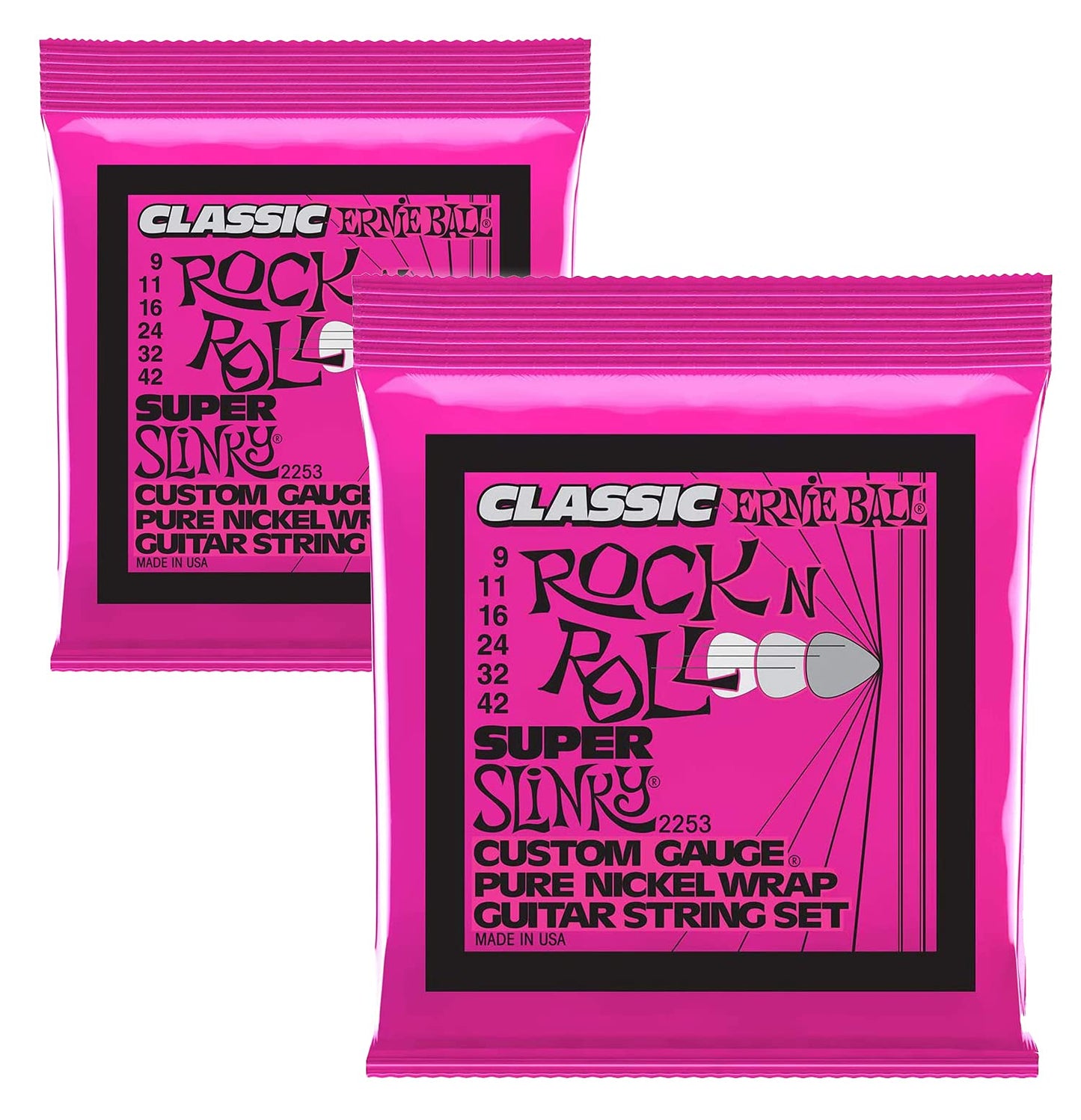 Ernie Ball Electric Guitar Strings - Super Slinky Pure Nickel Wrap 9-42 2 Pack