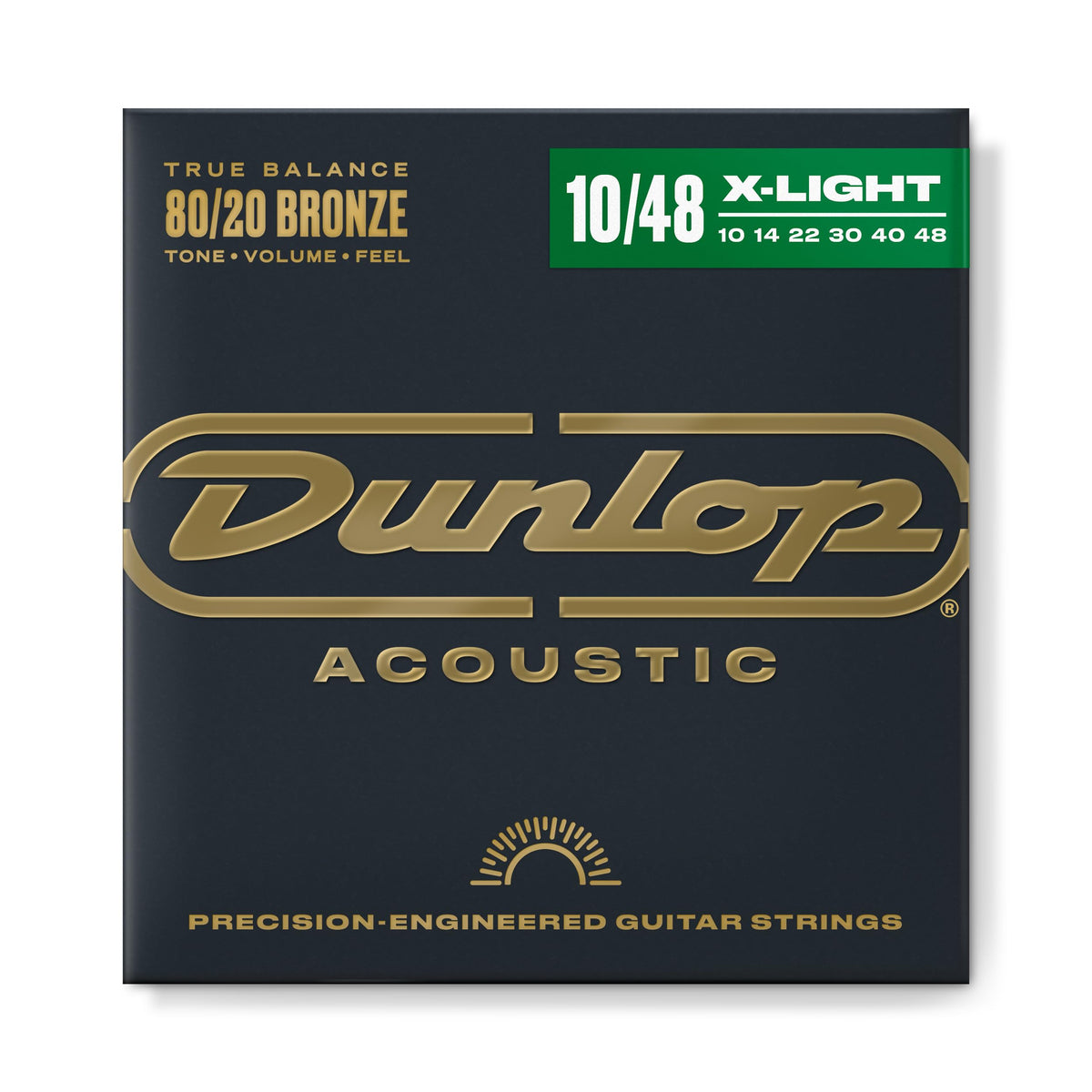 Dunlop DAB1048 Acoustic 80/20 Bronze Guitar Strings, Extra Light, .010–.048, 6 Strings/Set