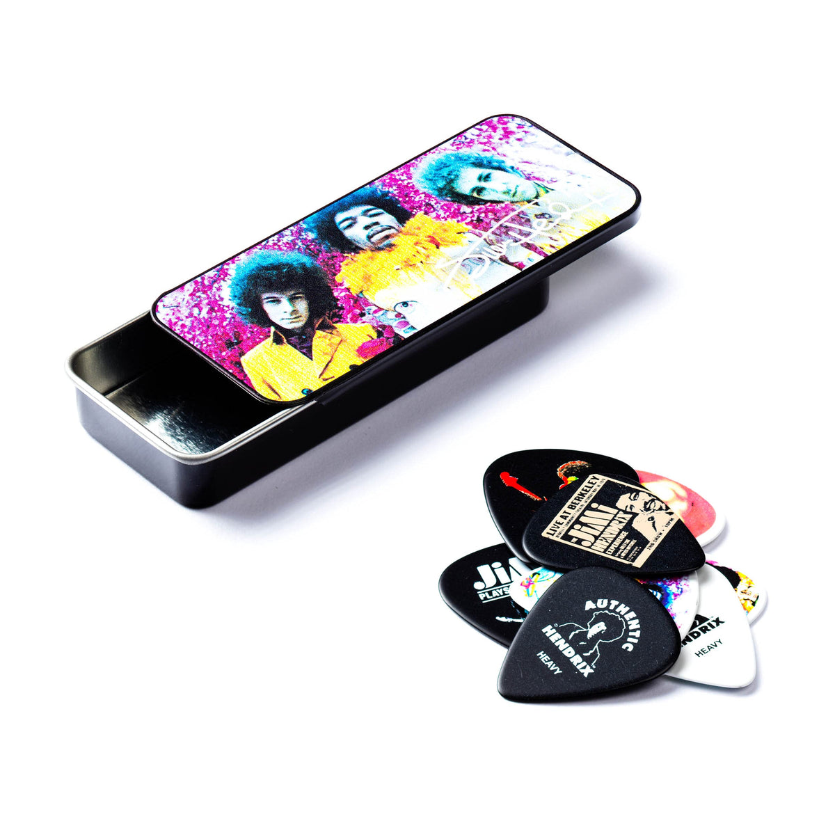 Jim Dunlop Jimi Hendrix Are You Experienced Pick Tin, Assorted, Medium - 12 Picks/Tin
