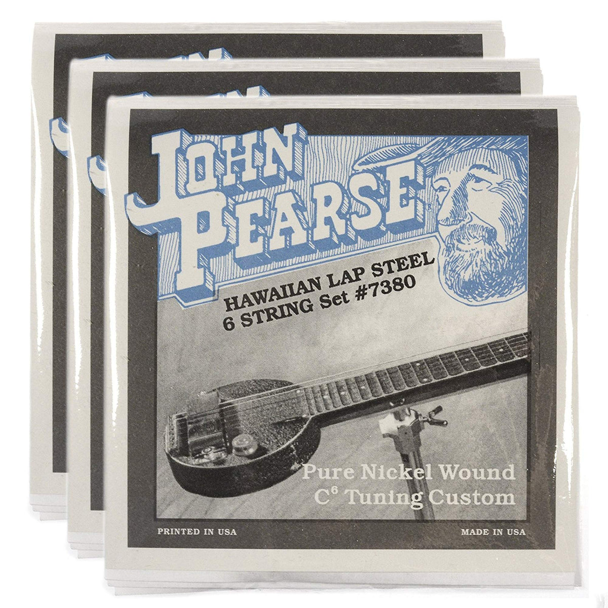 John Pearse Hawaiian Lap Steel Strings Pure Nickel C6 Tuning 15-32 (3 Pack Bundle)