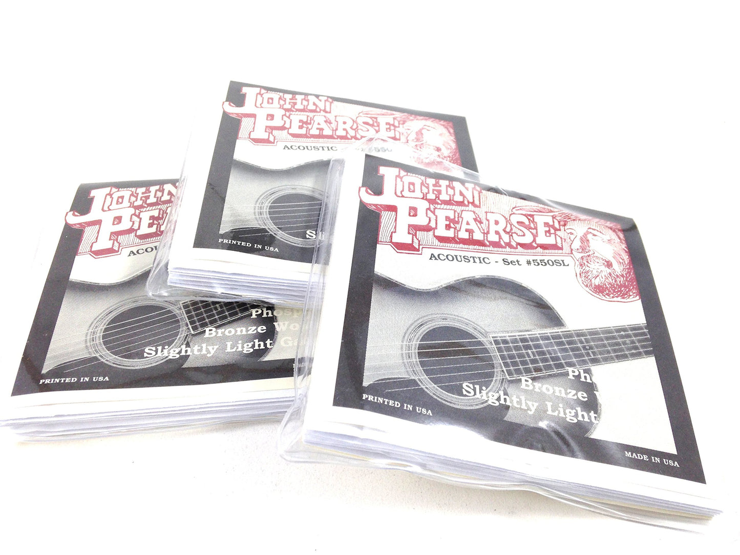 John Pearse Guitar Strings 3 pack Acoustic Slightly Light #550SL Phos Bronze