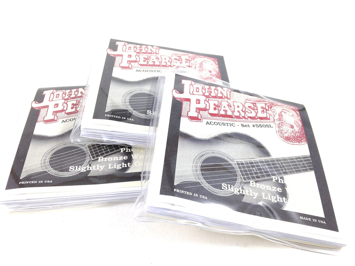 John Pearse Guitar Strings 3 pack Acoustic Slightly Light #550SL Phos Bronze