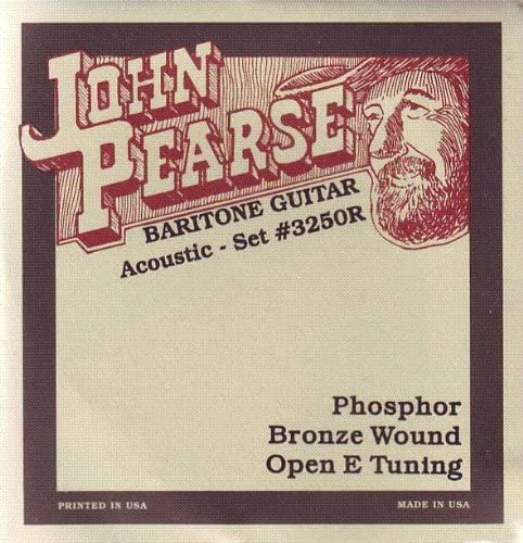John Pearse Resophonic Guitar Baritone Phosphor Bronze Open E Tuning, .017 - .076, 3250