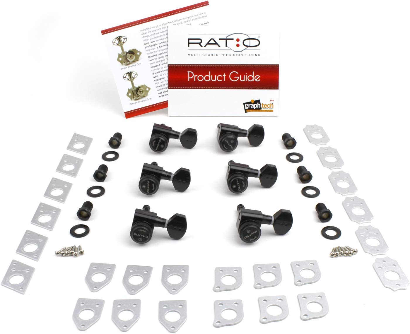 PRL-9721-B0 : Ratio Electric Locking Machine Heads 6 in-line (staggered posts) in Black Finish