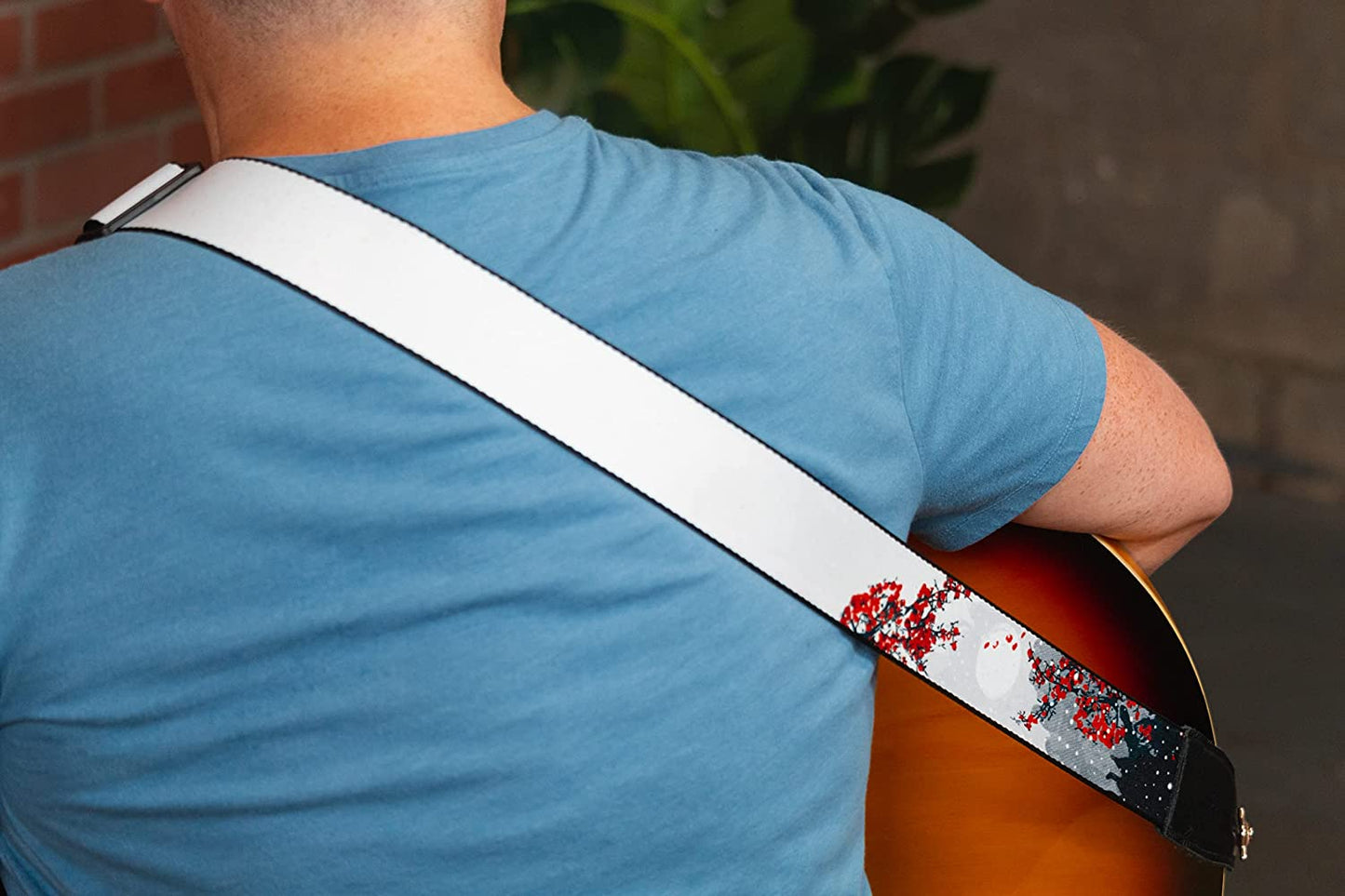 Levy's Leathers 2" Wide Polyester Guitar Strap; Cherry Blossoms & Snow Motif (MPD2-116)
