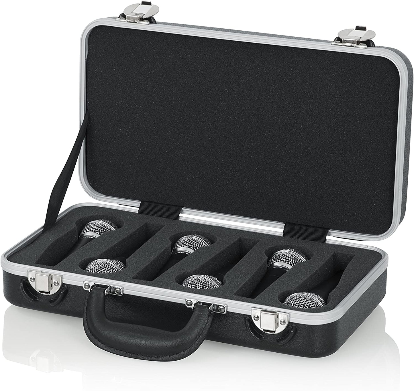 Gator Cases Microphone Hard Case with Foam Drops for Up to (4) Wired Microphones (GM-6-PE)