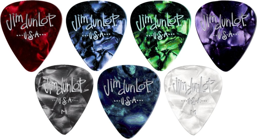 JIM DUNLOP Celluloid Green Pearloid Medium Guitar Picks, 12 Pack (483P12MD)