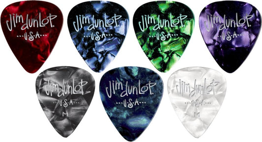 JIM DUNLOP Celluloid Green Pearloid Medium Guitar Picks, 12 Pack (483P12MD)