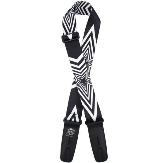 Lock-It 2" Poly Plush Locking Guitar Strap Big Star Black/White