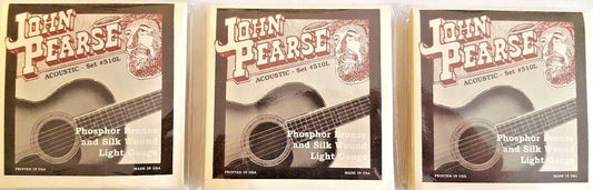 John Pearse Guitar Strings 3 pack Acoustic Silk Wound Phos Bronze #510L