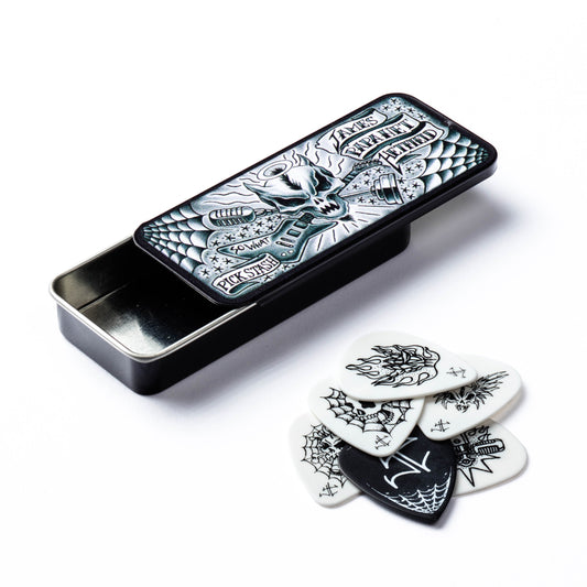 Jim Dunlop James Hetfield Pick Tin, Assorted, .88mm - 6 Picks/Tin