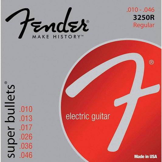 Fender Super 3250 Bullet Electric Guitar Strings, Nickel Plated Steel, Bullet End, 3250R .010-.046