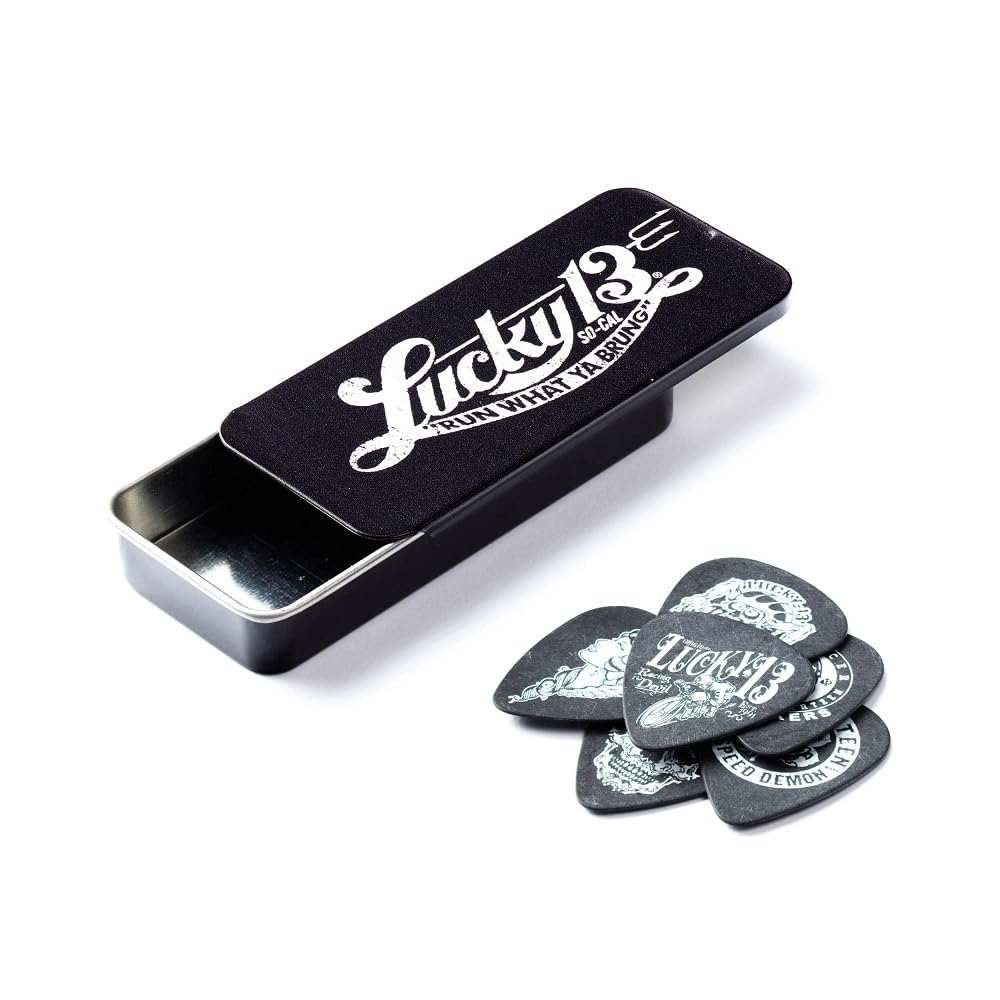 Jim Dunlop Lucky 13 Pick Tin, Assorted, 6 Picks/Tin