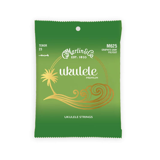 Martin Premium Polygut Ukulele Strings M625, Tenor-Gauge Graphite Gray Ukulele Strings
