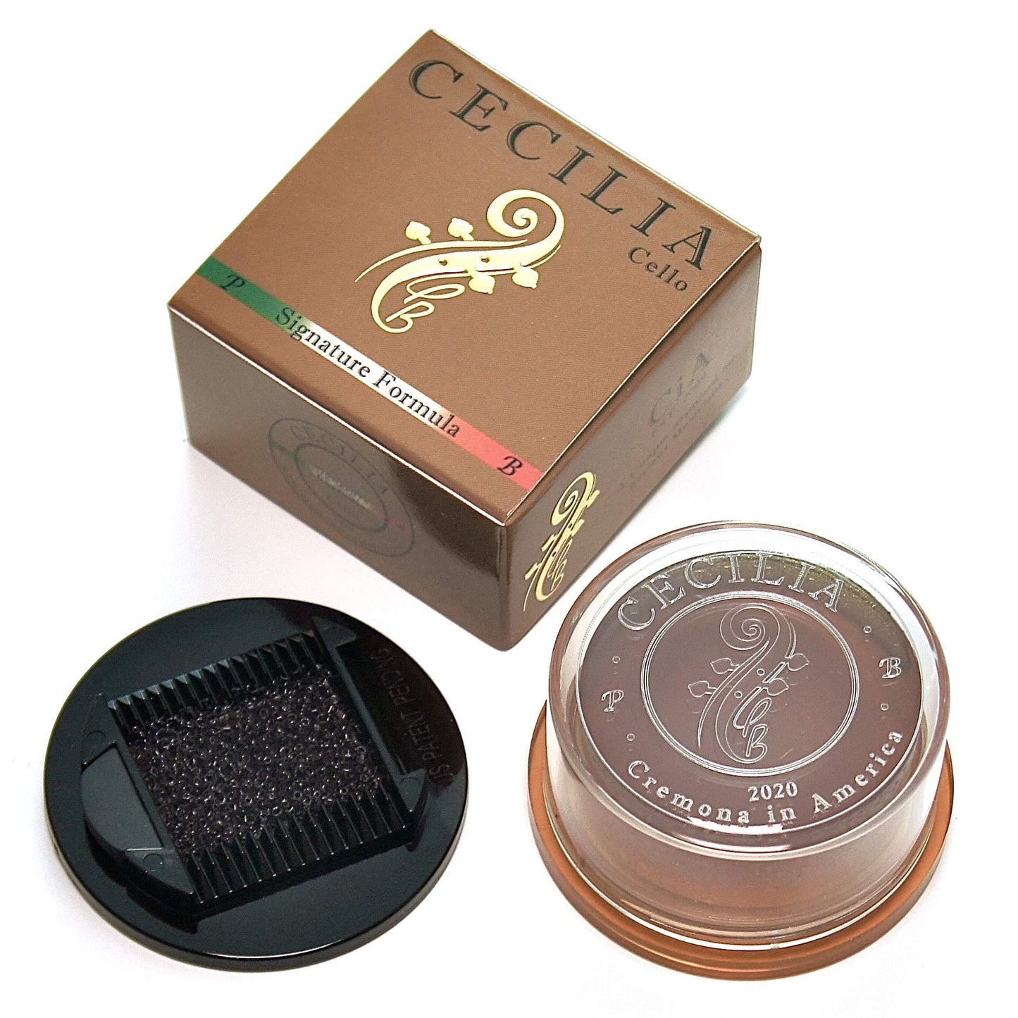 CECILIA ‘Signature Formula’ Rosin for Cello, Rosin Specially Formulated Cello Rosin for Cello Bows (New ‘Liquid Form Blending Method’) with Included Rosin Spreader (Full Cake)