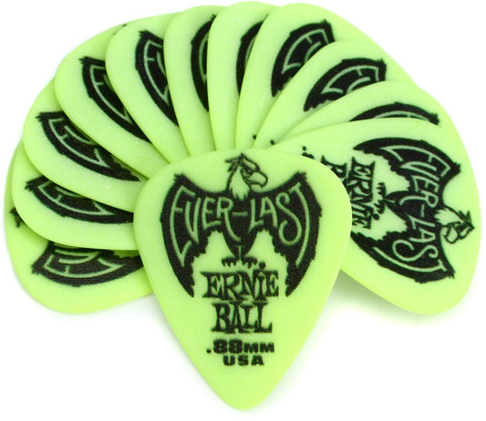 Ernie Ball Everlast Guitar Picks, Green .88mm, 12-pack (P09191)