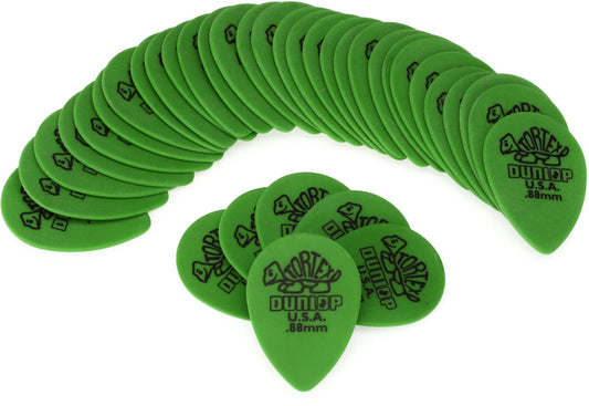 JIM DUNLOP 423R.88 Tortex Small Tear Drop, Green, .88mm, 36/Bag