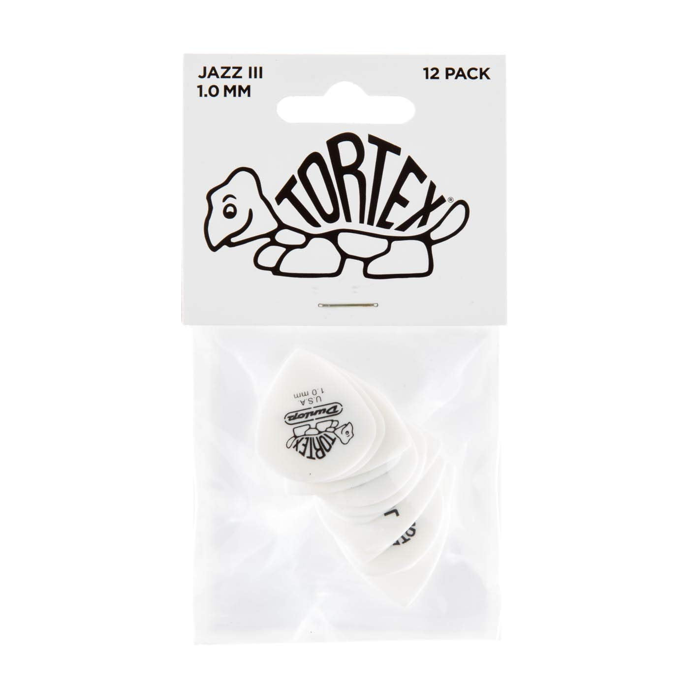Dunlop Tortex 1.0mm Jazz III 12 Pack White