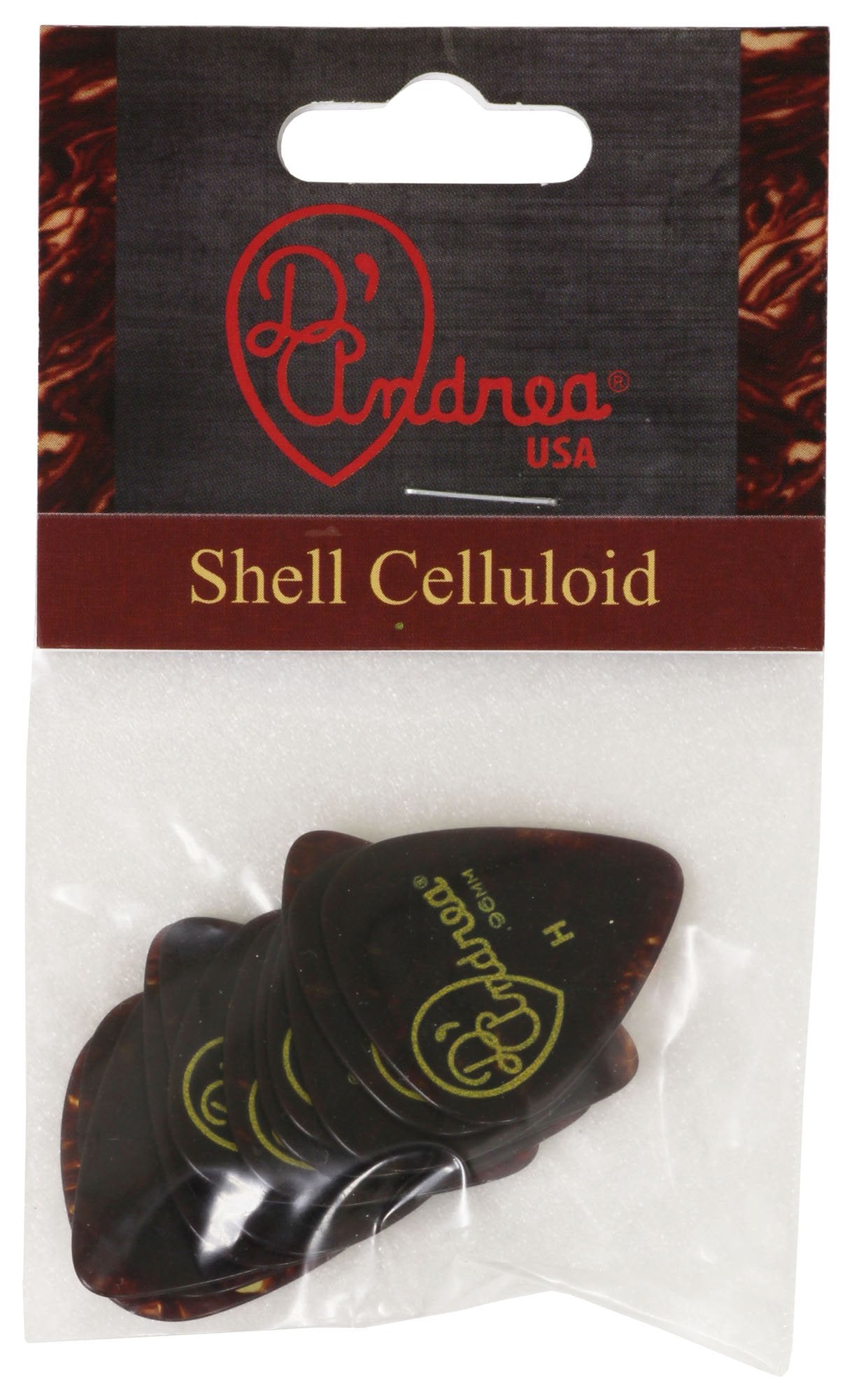 D'Andrea TG351, 0.96HV Celluloid Guitar Picks, 12-Piece, Shell, Heavy