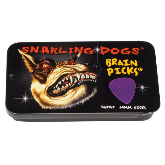 D'Andrea Snarling Dog Brain Nylon Guitar Picks 12 Pack with Tin Box (Purple, 0.60mm)