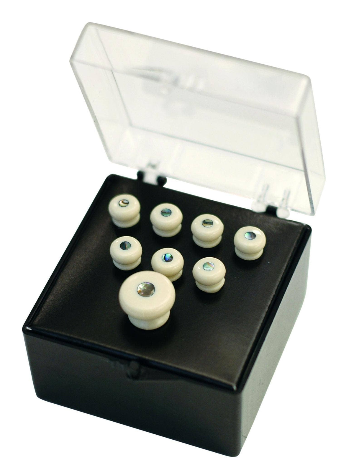 Martin Bridge and End Pin Set, White with Tortoise Inlay