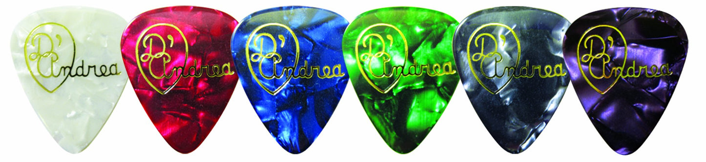D'Andrea RVD351.71 Celluloid Guitar Picks, 72-Piece, Designer Pearls Assortment, Medium