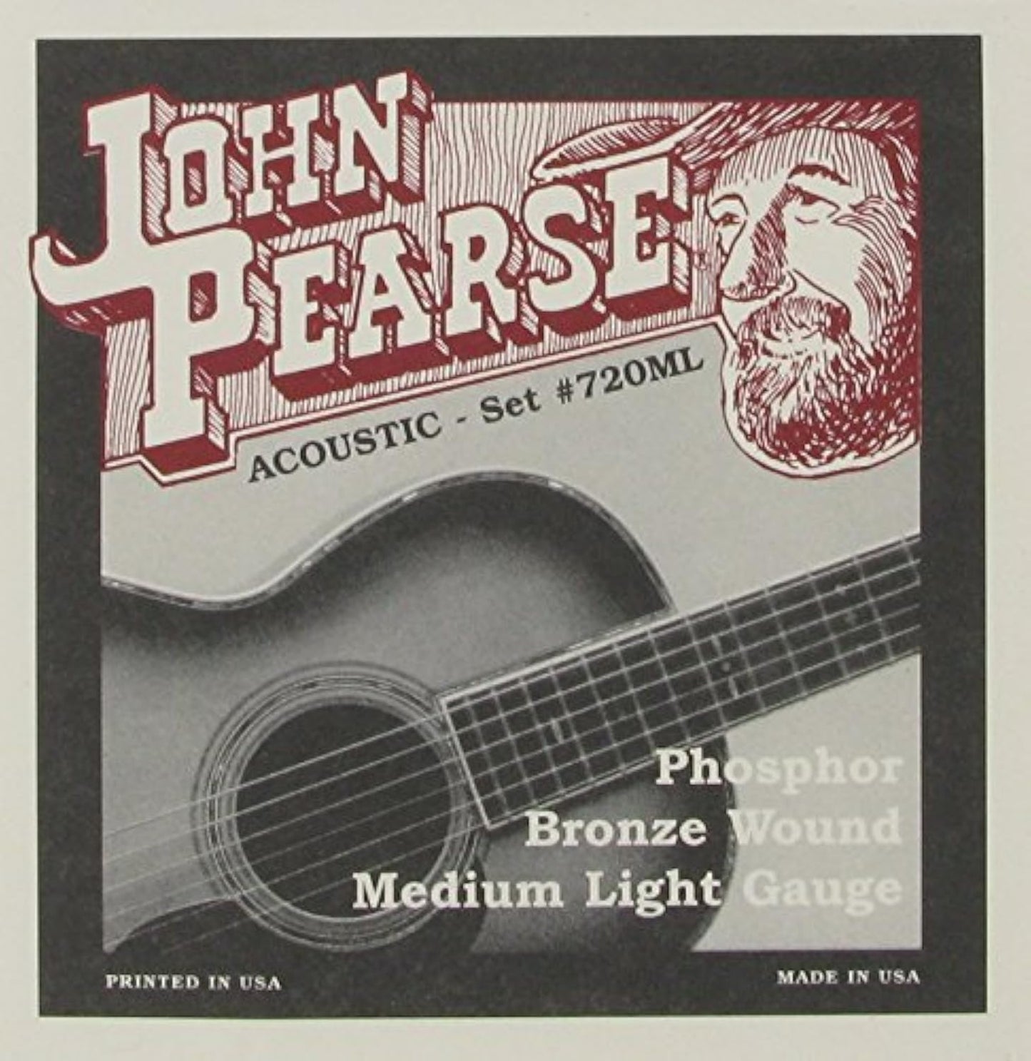 John Pearse Acoustic Six String Guitar Phosphor Bronze Medium Light, .013 - .052, 720ML