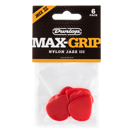 Dunlop Nylon Max Grip Jazz III Guitar Picks 6-Pack 1.38 mm