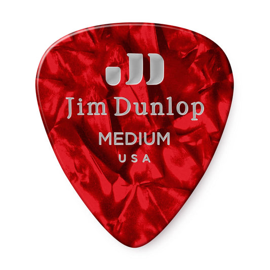 Dunlop 483P09MD Genuine Celluloid, Red Pearloid, Medium, 12/Player's Pack