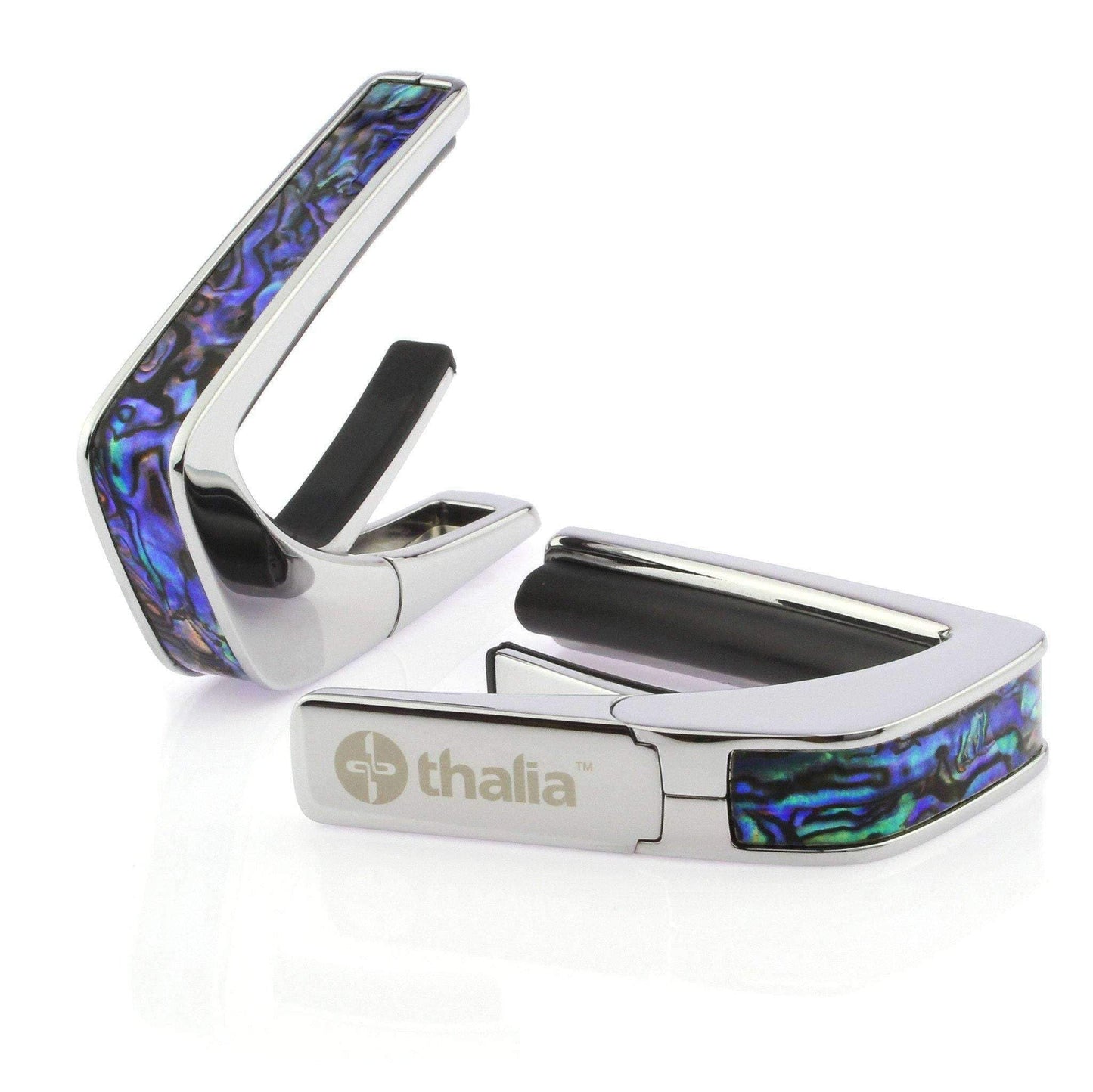 THALIA CHROME FINISH CAPO WITH BLUE ABALONE INLAY