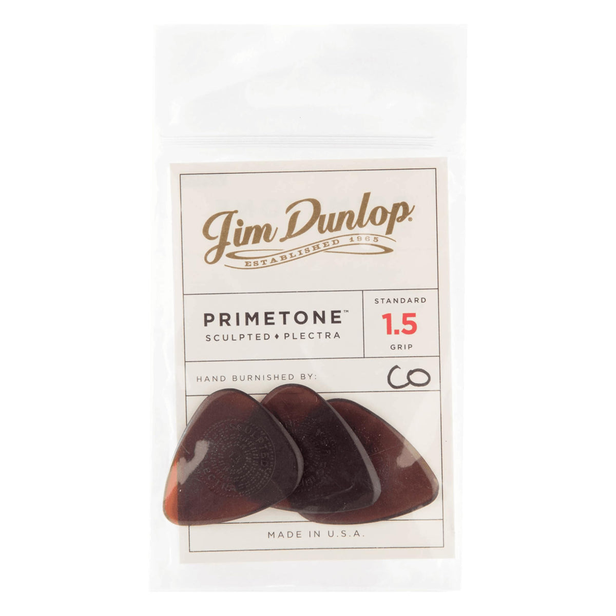 Dunlop Primetone Standard 1.5mm Sculpted Plectra (Grip) - 3 Pack