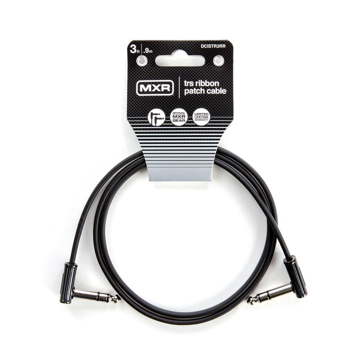 Jim Dunlop, 1/4-Inch Right Angle MXR Ribbon TRS Patch Cable 3 ft|0.9 m (DCISTR3RR)