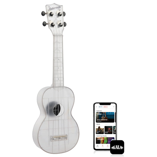 Kala Ukulele Frosted Glass 4 String Soprano Ukulele from the Waterman Sea Glass Collection, Classroom Instruments for Kids Ages 3-5 and Adults