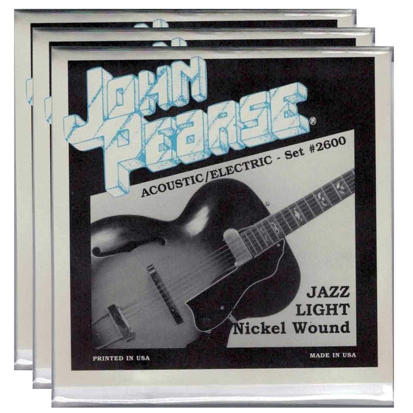 John Pearse Electric Strings Pure Nickel Jazz Light 11-50 (3 Pack Bundle)