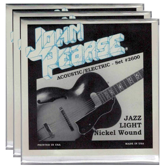John Pearse Electric Strings Pure Nickel Jazz Light 11-50 (3 Pack Bundle)
