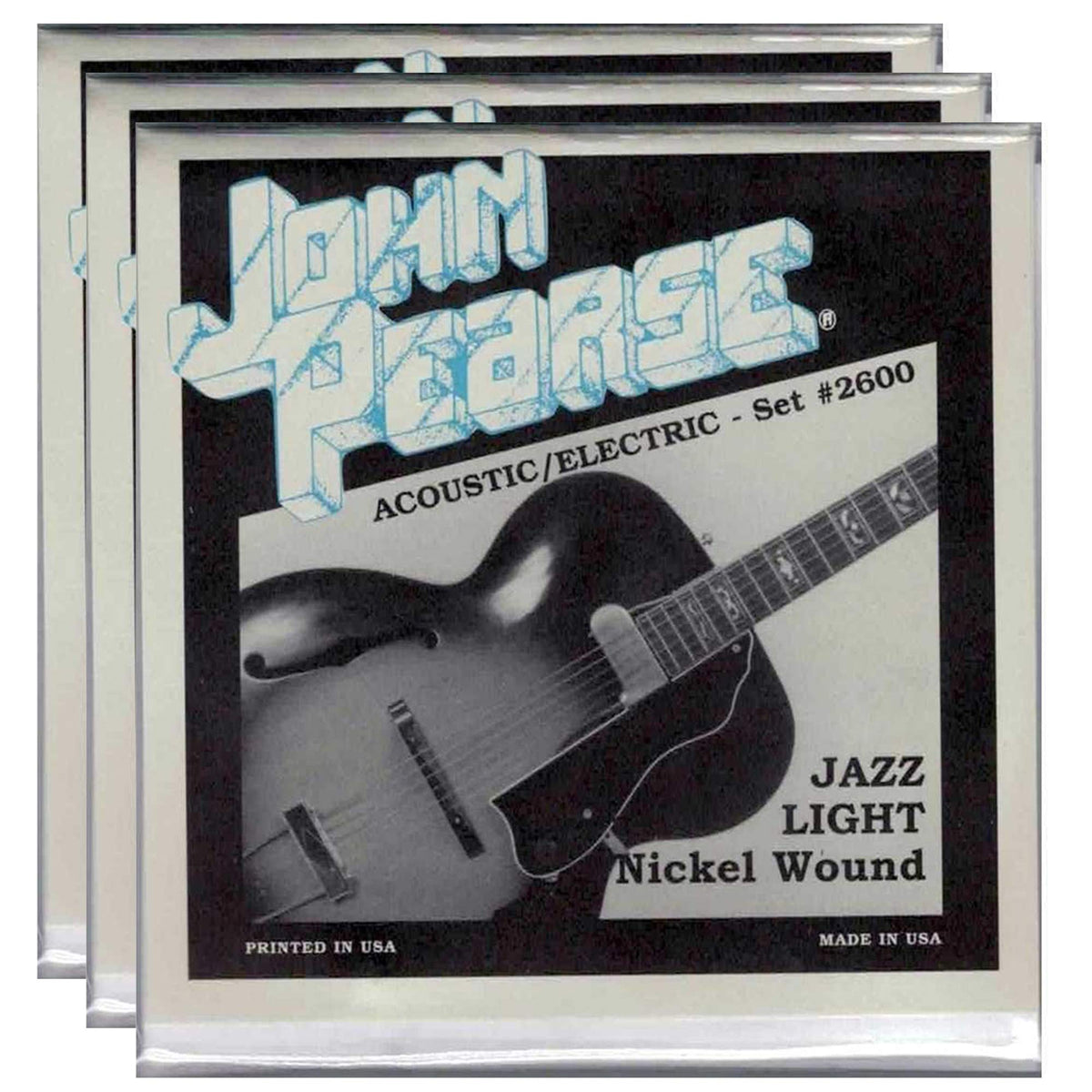 John Pearse Electric Strings Pure Nickel Jazz Light 11-50 (3 Pack Bundle)