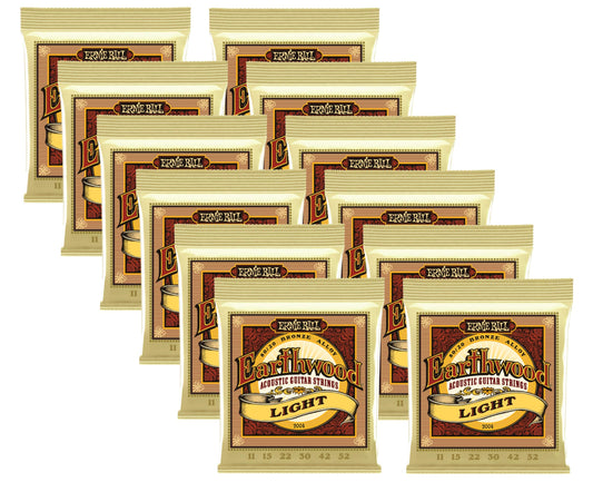12 Sets Bulk Ernie Ball Earthwood 80/20 Bronze Light Gauge Acoustic Guitar Strings 2004
