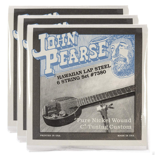 John Pearse Hawaiian Lap Steel Strings Pure Nickel C6 Tuning 15-32 (3 Pack Bundle)