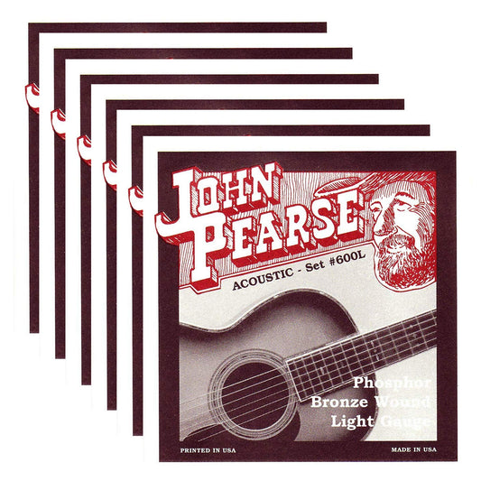 John Pearse Acoustic Strings Phosphor Bronze Light 12-53 (6 Pack Bundle)